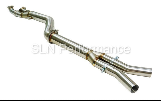 SLN BMW S58 M3 G80 M4 G82 & X3M X4M LCI 4.0" Single Mid Pipe with Under-Brace