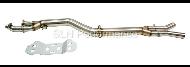 Load image into Gallery viewer, SLN BMW S58 M3 G80 M4 G82 &amp; X3M X4M LCI 4.0" Single Mid Pipe with Under-Brace
