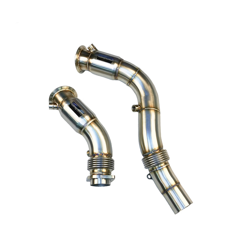 Load image into Gallery viewer, GARAGE WHIFBITZ 3″ CATLESS RESONATED DOWNPIPES BMW M3, M4 &amp; M2 COMP F80 F82 F83 F87
