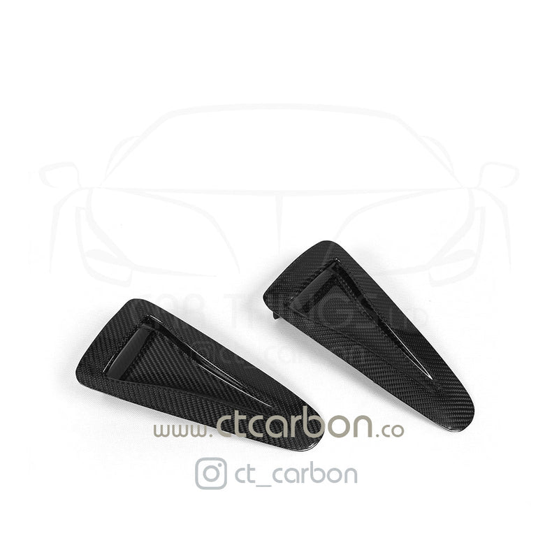 Load image into Gallery viewer, NISSAN GTR R35 CARBON FIBRE BONNET HOOD SCOOPS - CT Carbon

