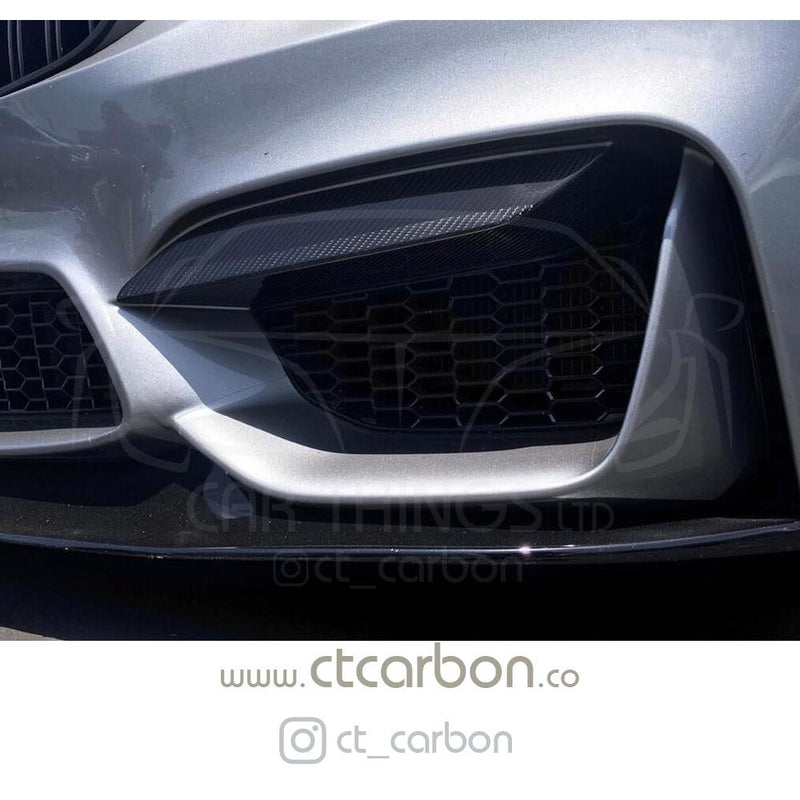 Load image into Gallery viewer, BMW M3/M4 (F80 F82 F83) UPPER FRONT CARBON FIBRE CANARDS - CT Carbon
