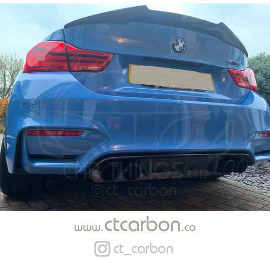 Glossy Carbon Look Front Splitter Lip + Rear Diffuser Body Kit For BMW M3 M4 F80 F82 F83 (ABS Plastic)