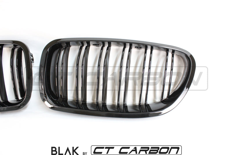 Load image into Gallery viewer, BMW F10 M5 &amp; 5 SERIES BLACK DOUBLE SLAT GRILLS - BLAK BY CT CARBON - CT Carbon
