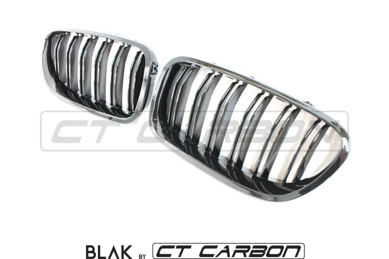 Load image into Gallery viewer, BMW F10 M5 &amp; 5 SERIES BLACK DOUBLE SLAT GRILLS - BLAK BY CT CARBON - CT Carbon
