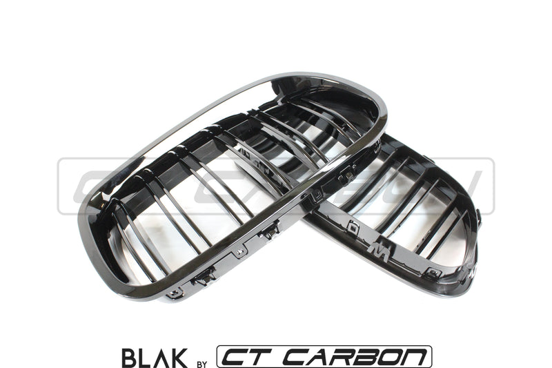 Load image into Gallery viewer, BMW F10 M5 &amp; 5 SERIES BLACK DOUBLE SLAT GRILLS - BLAK BY CT CARBON - CT Carbon
