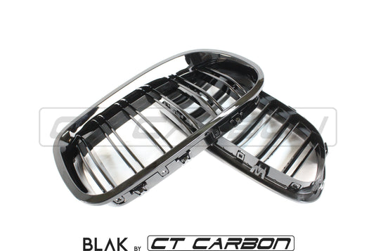 BMW F10 M5 & 5 SERIES BLACK DOUBLE SLAT GRILLS - BLAK BY CT CARBON - CT Carbon