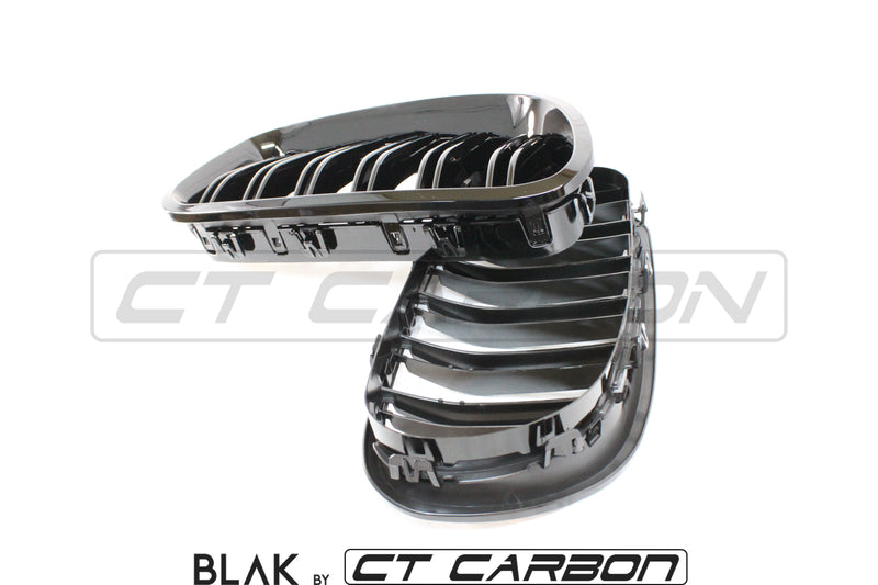 Load image into Gallery viewer, BMW F10 M5 &amp; 5 SERIES BLACK DOUBLE SLAT GRILLS - BLAK BY CT CARBON - CT Carbon
