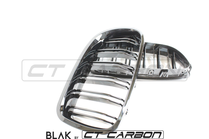 Load image into Gallery viewer, BMW F10 M5 &amp; 5 SERIES BLACK DOUBLE SLAT GRILLS - BLAK BY CT CARBON - CT Carbon
