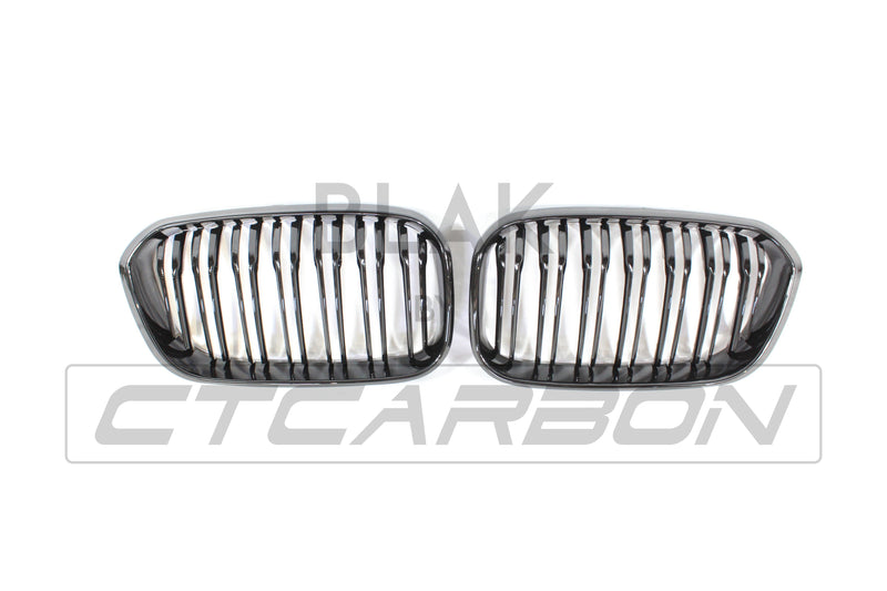 Load image into Gallery viewer, BMW F20 1 SERIES LCI DOUBLE SLAT BLACK GRILLES - BLAK BY CT CARBON

