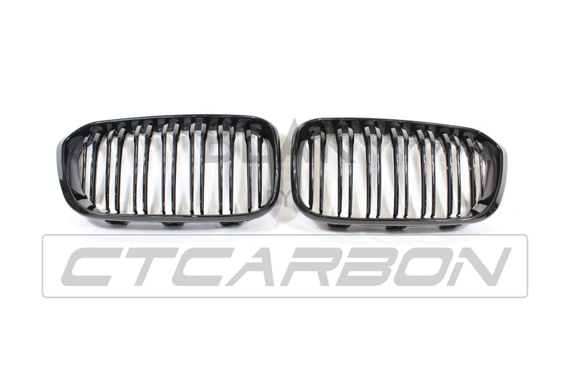 Load image into Gallery viewer, BMW F20 1 SERIES LCI DOUBLE SLAT BLACK GRILLES - BLAK BY CT CARBON
