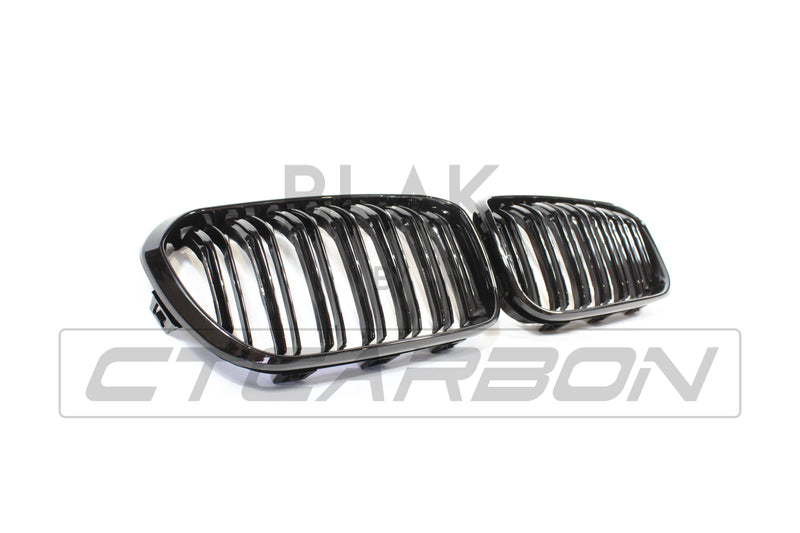 Load image into Gallery viewer, BMW F20 1 SERIES LCI DOUBLE SLAT BLACK GRILLES - BLAK BY CT CARBON
