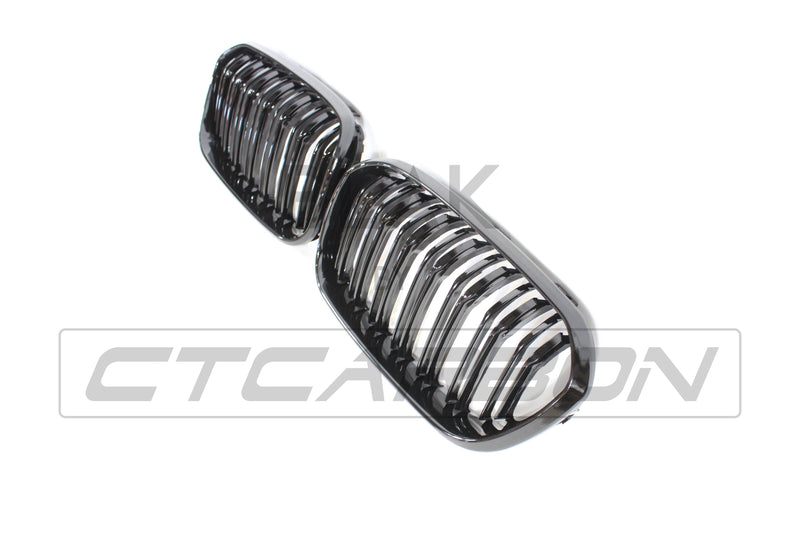 Load image into Gallery viewer, BMW F20 1 SERIES LCI DOUBLE SLAT BLACK GRILLES - BLAK BY CT CARBON
